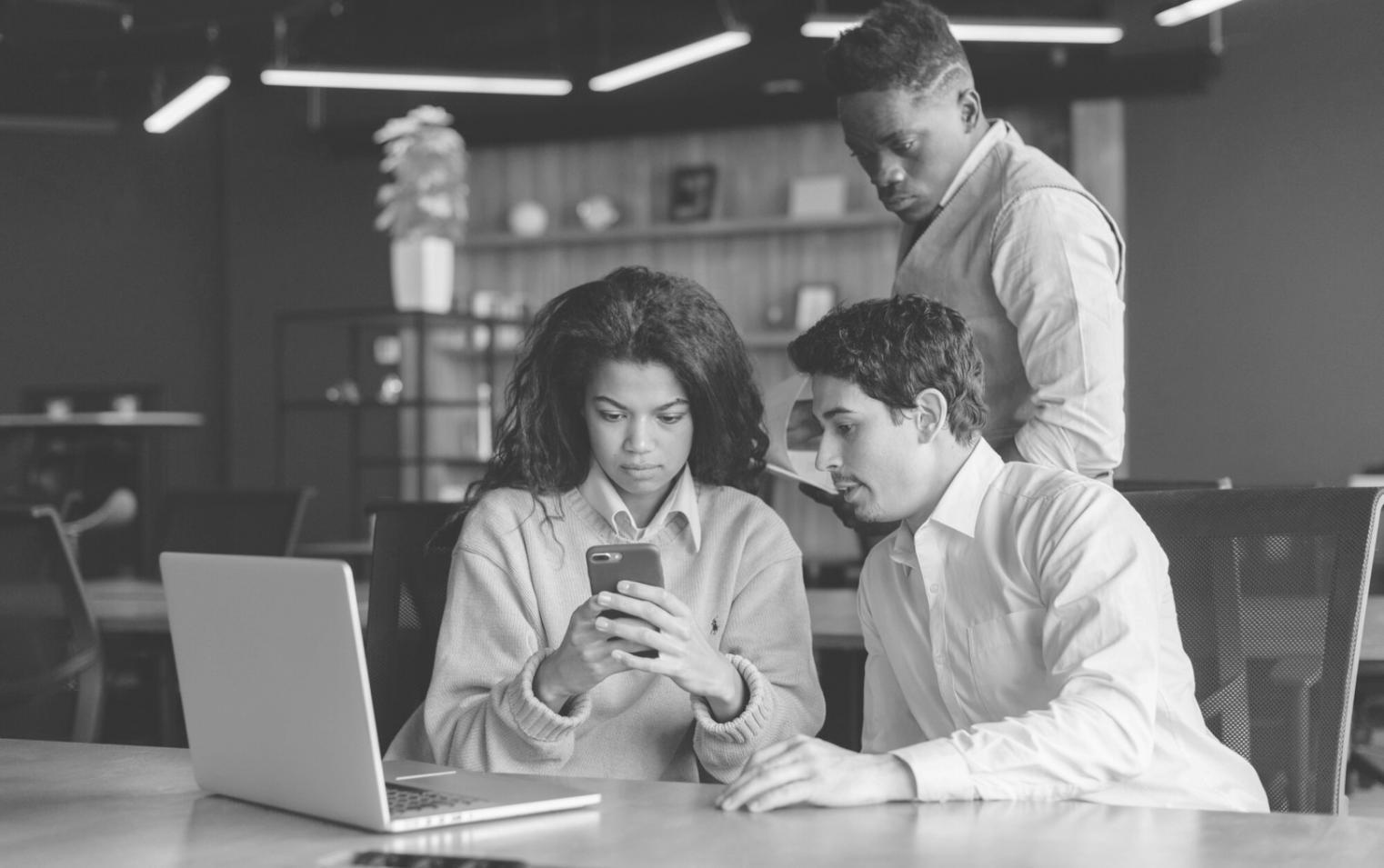 Team collaborating on budget strategy and financial projections